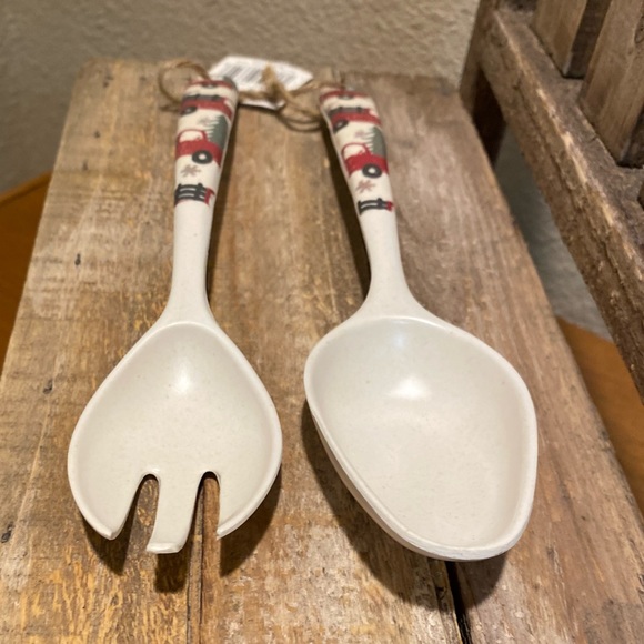 Christmas Serving Utensils, Red Truck Serving Spoon & Serving Fork Set Of 2 - Picture 13 of 16